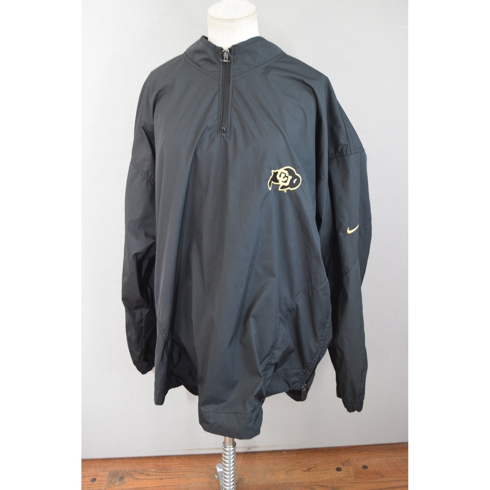 Vtg Nike Windbreaker 2XL Black Colorado Buffaloes 1/4 Zip Pullover Mens Jacket